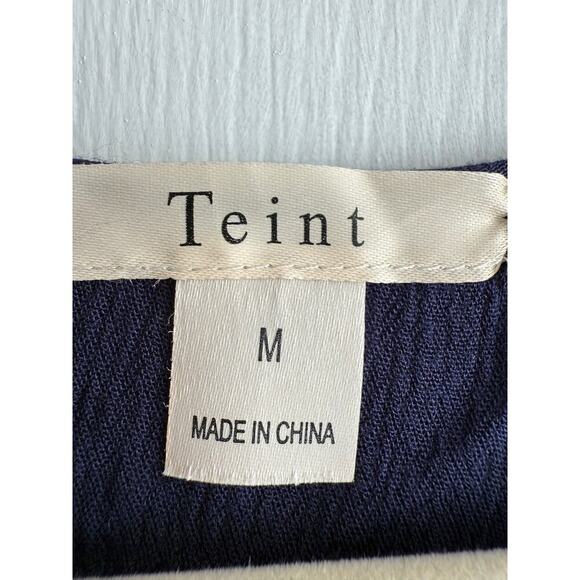 Teint Women’s Long Sleeve Navy Boho Embroidered Top size Medium - Picture 5 of 6